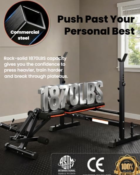 1870LBS Foldable Olympic Weight Bench with Roman Chair