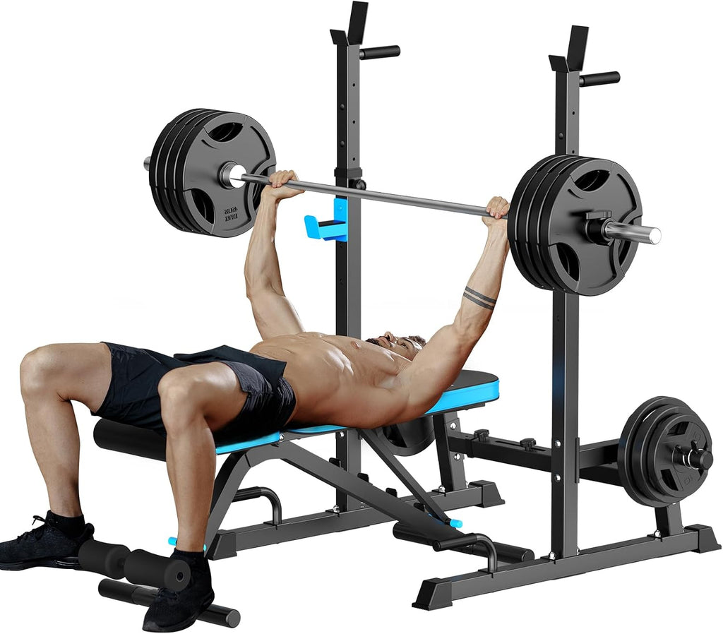 Adjustable Weight Bench with Squat Rack Stand