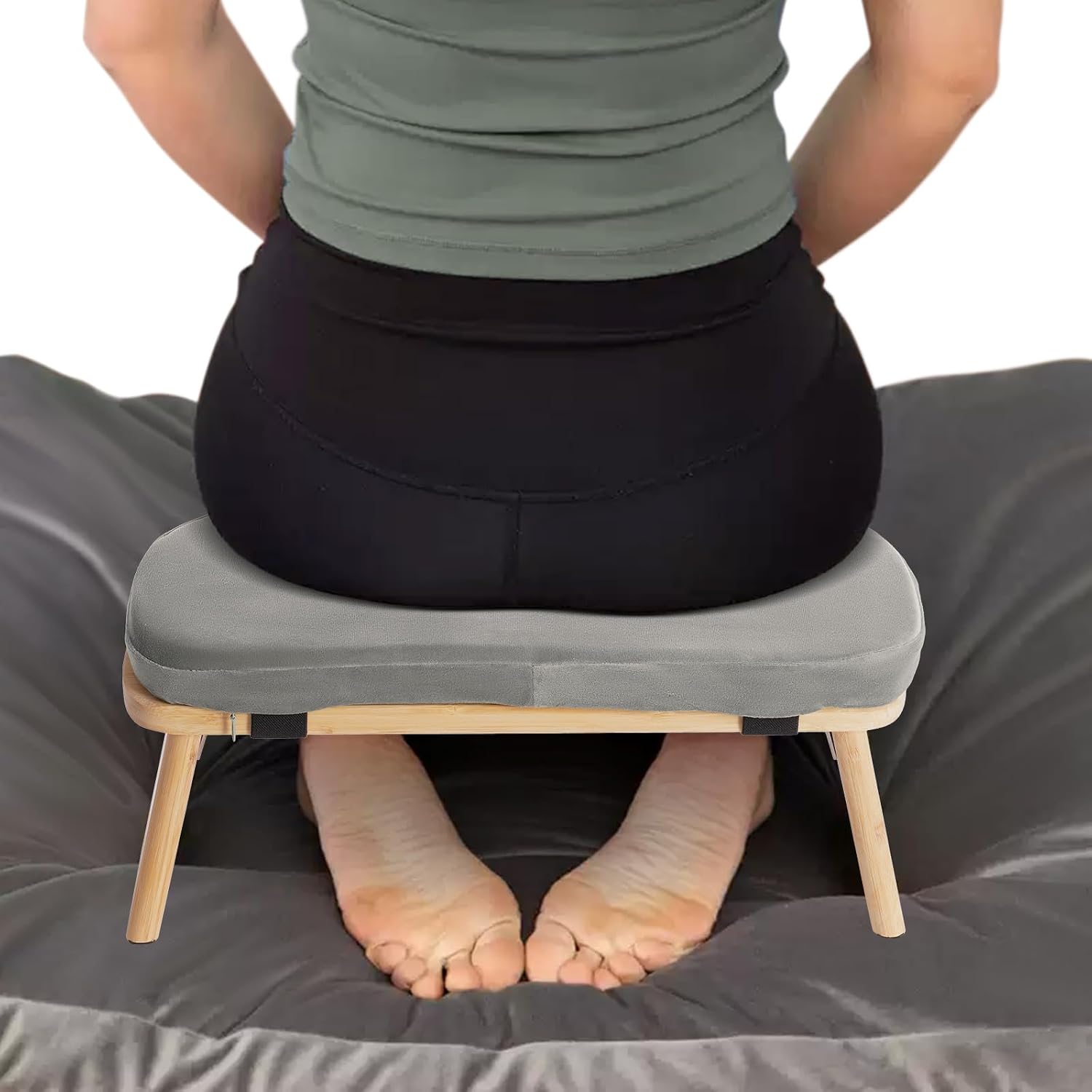 Foldable Bamboo Cushioned Meditation Bench