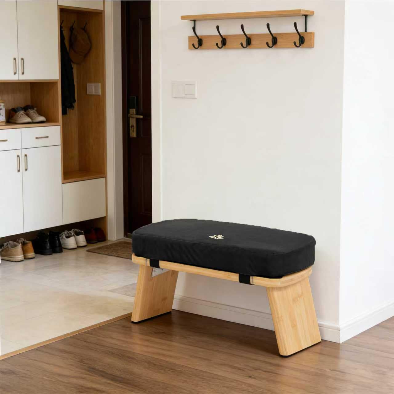 Black Bamboo Foldable Meditation Bench