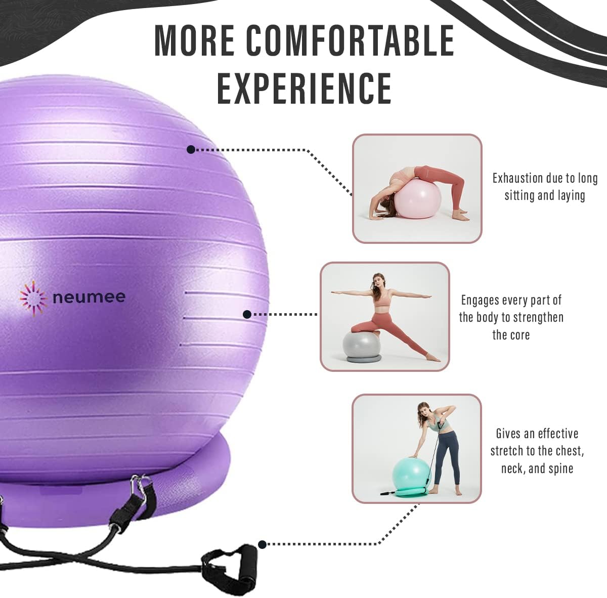 Yoga Ball Chair with Resistance Bands