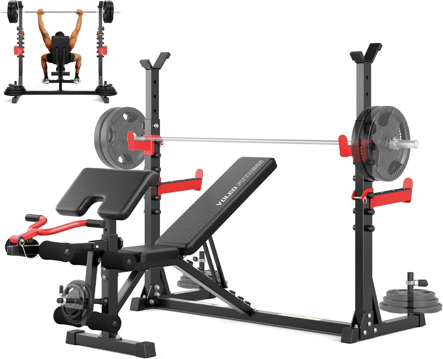 Adjustable Olympic Weight Bench with Squat Rack