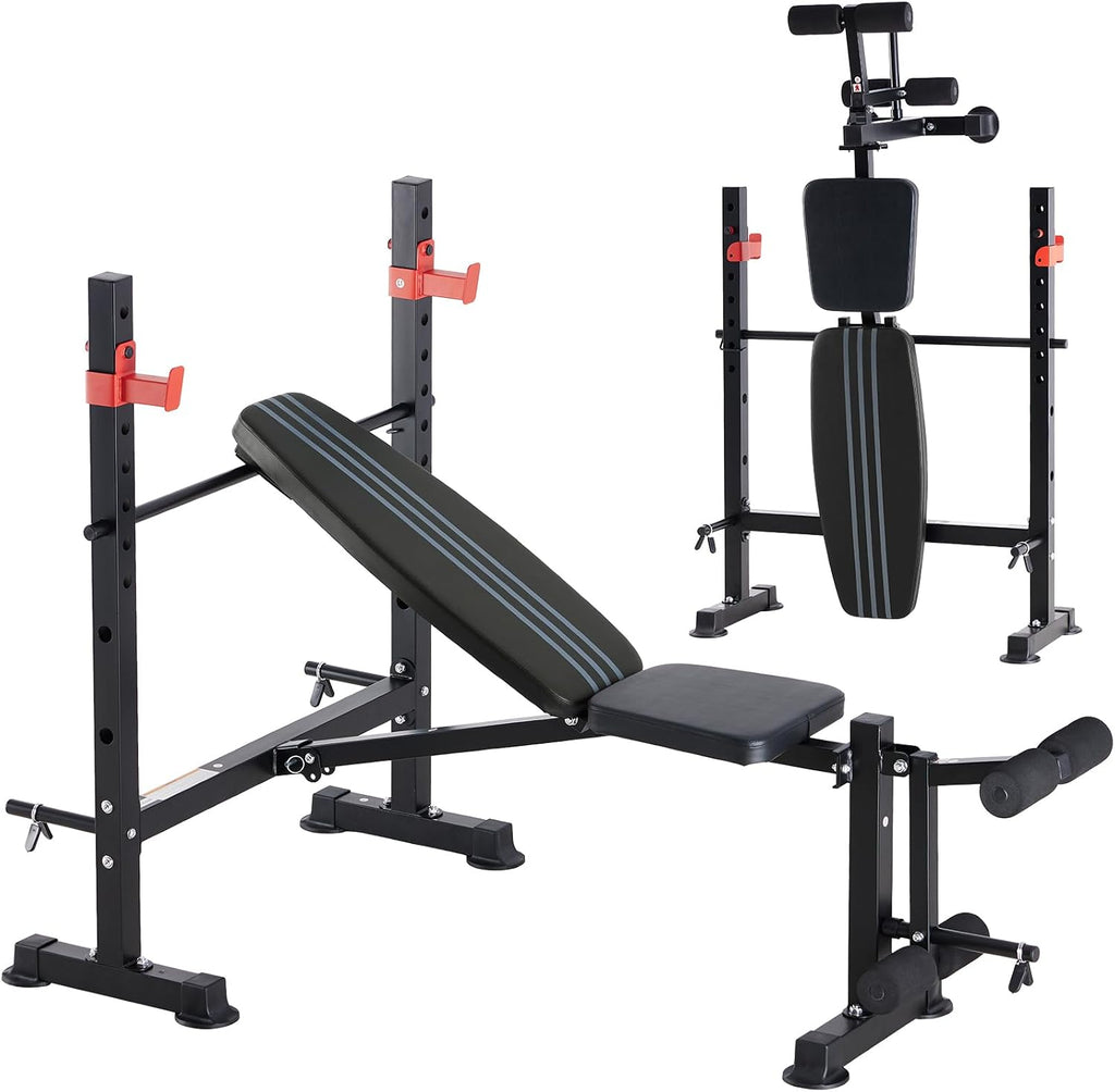 650LBS Foldable Weight Bench with Rack