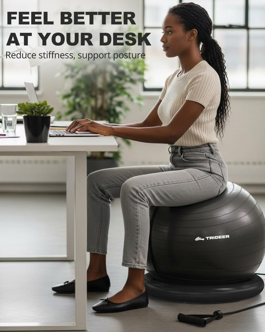 Exercise Ball Chair with Resistance Bands