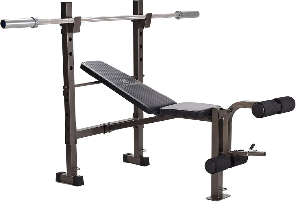 Black Weight Bench Barbell Rack Combo