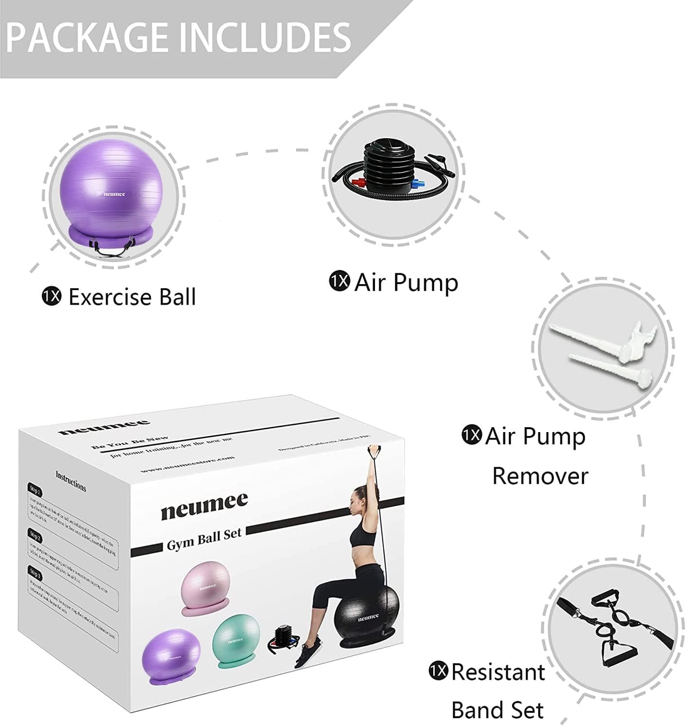Yoga Ball Chair with Resistance Bands