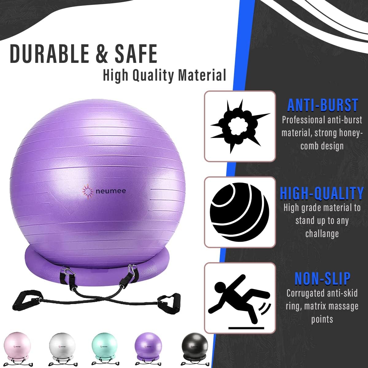 Yoga Ball Chair with Resistance Bands