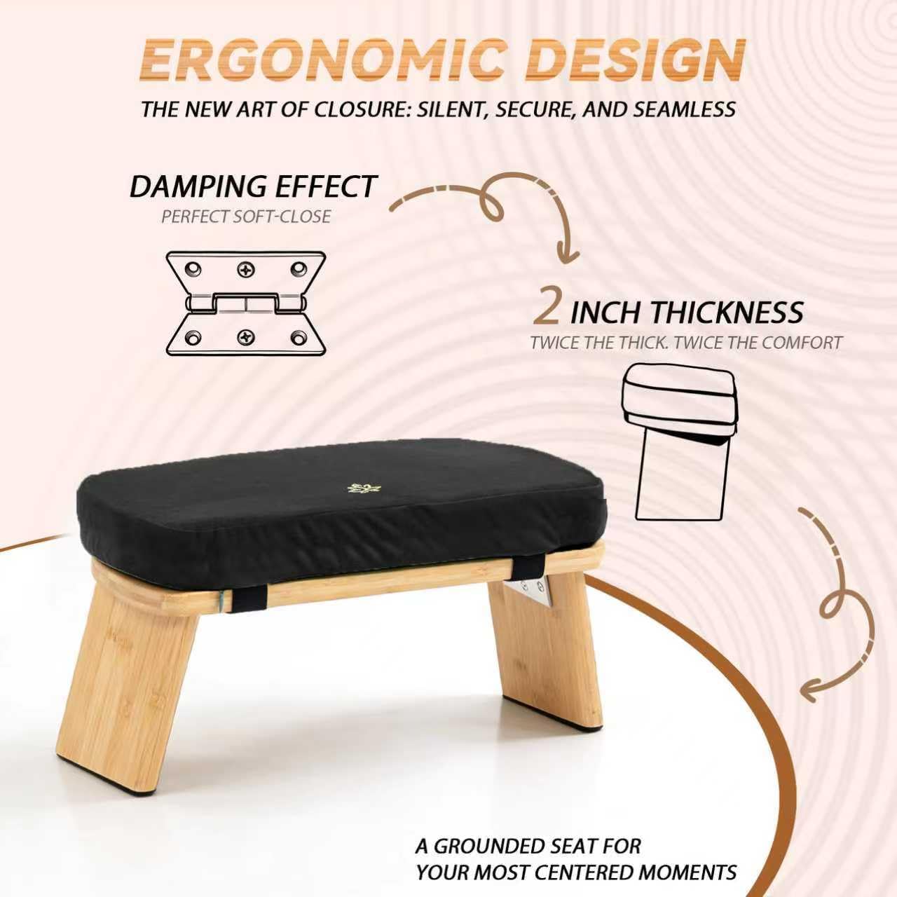Black Bamboo Foldable Meditation Bench