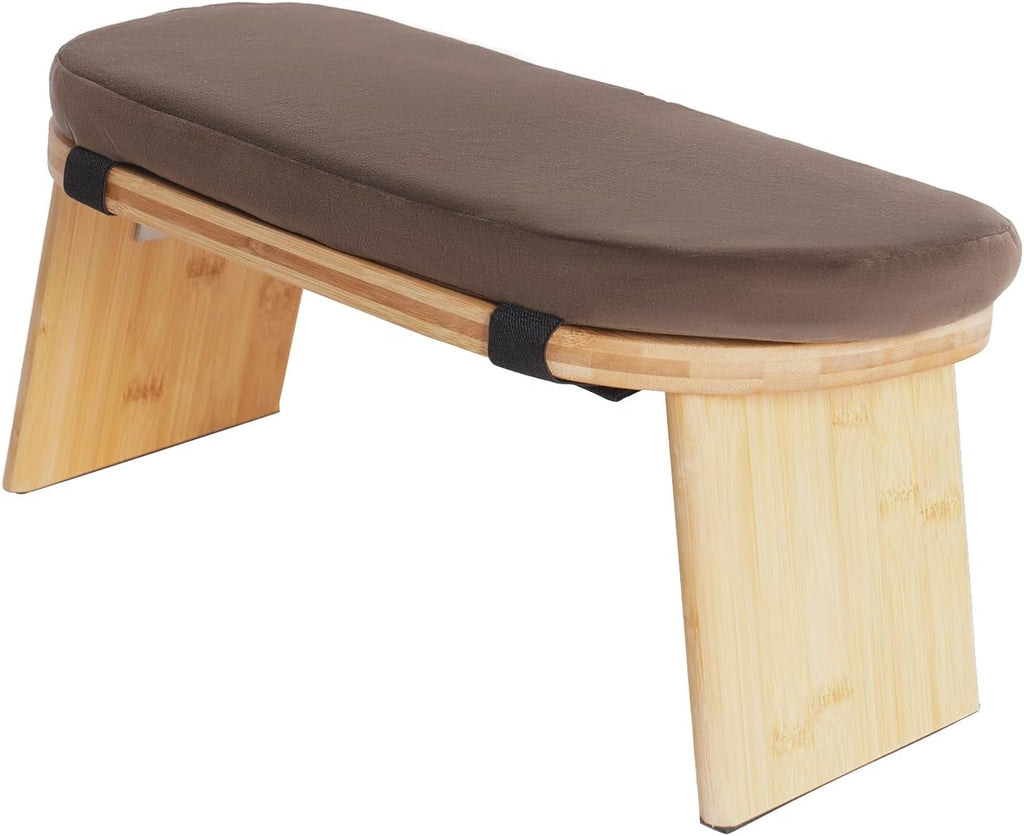 Foldable Bamboo Velvet Meditation Bench