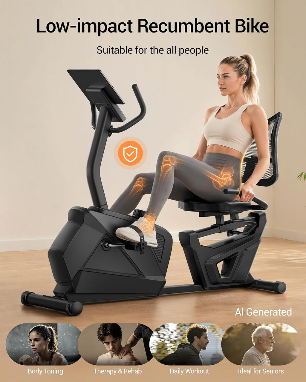 Magnetic Recumbent Exercise Bike with LCD Monitor