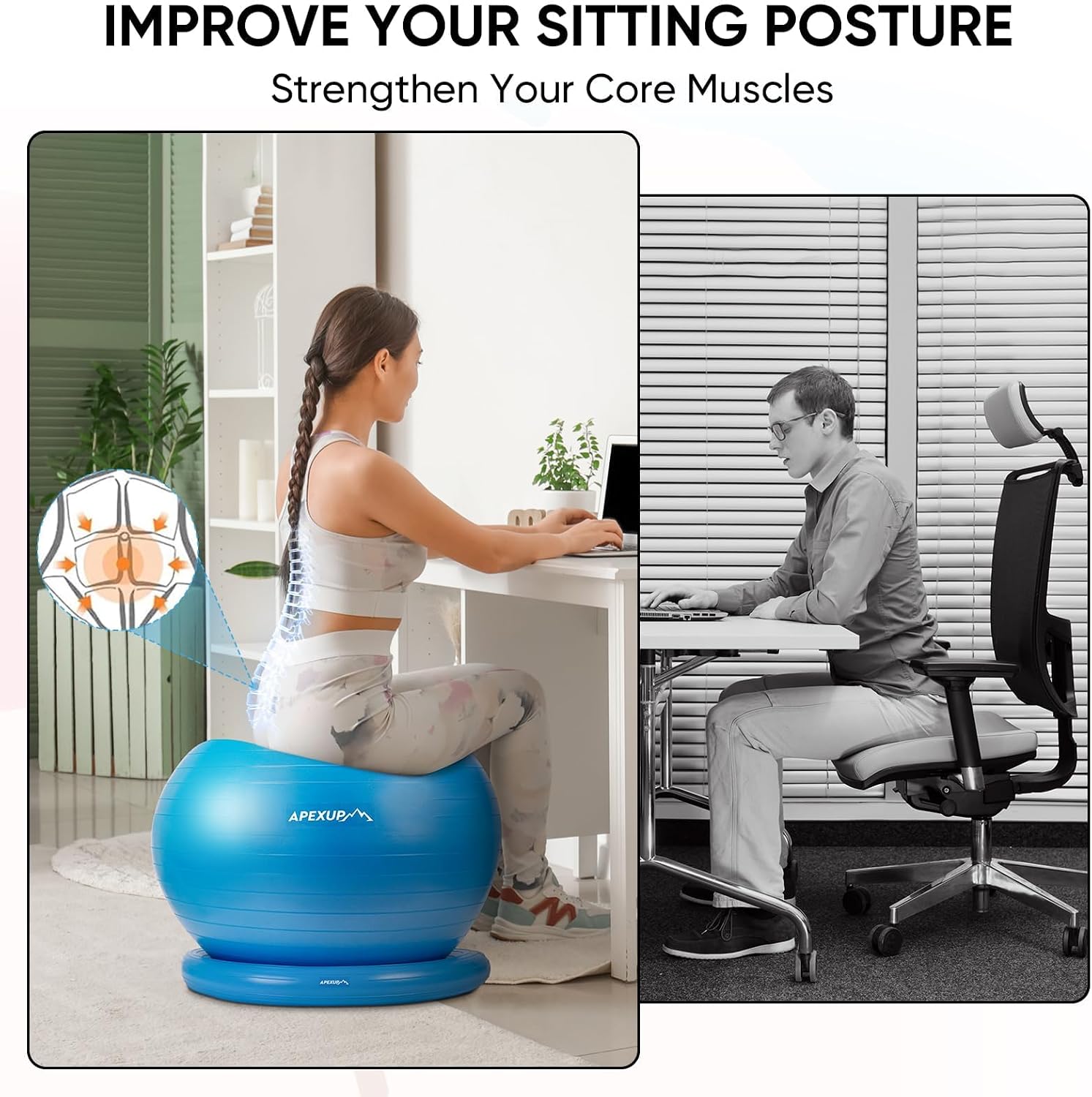 Blue Balance Yoga Ball Office Chair
