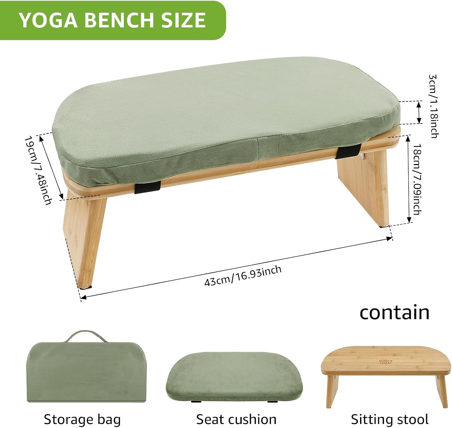 Green Bamboo Folding Meditation Bench