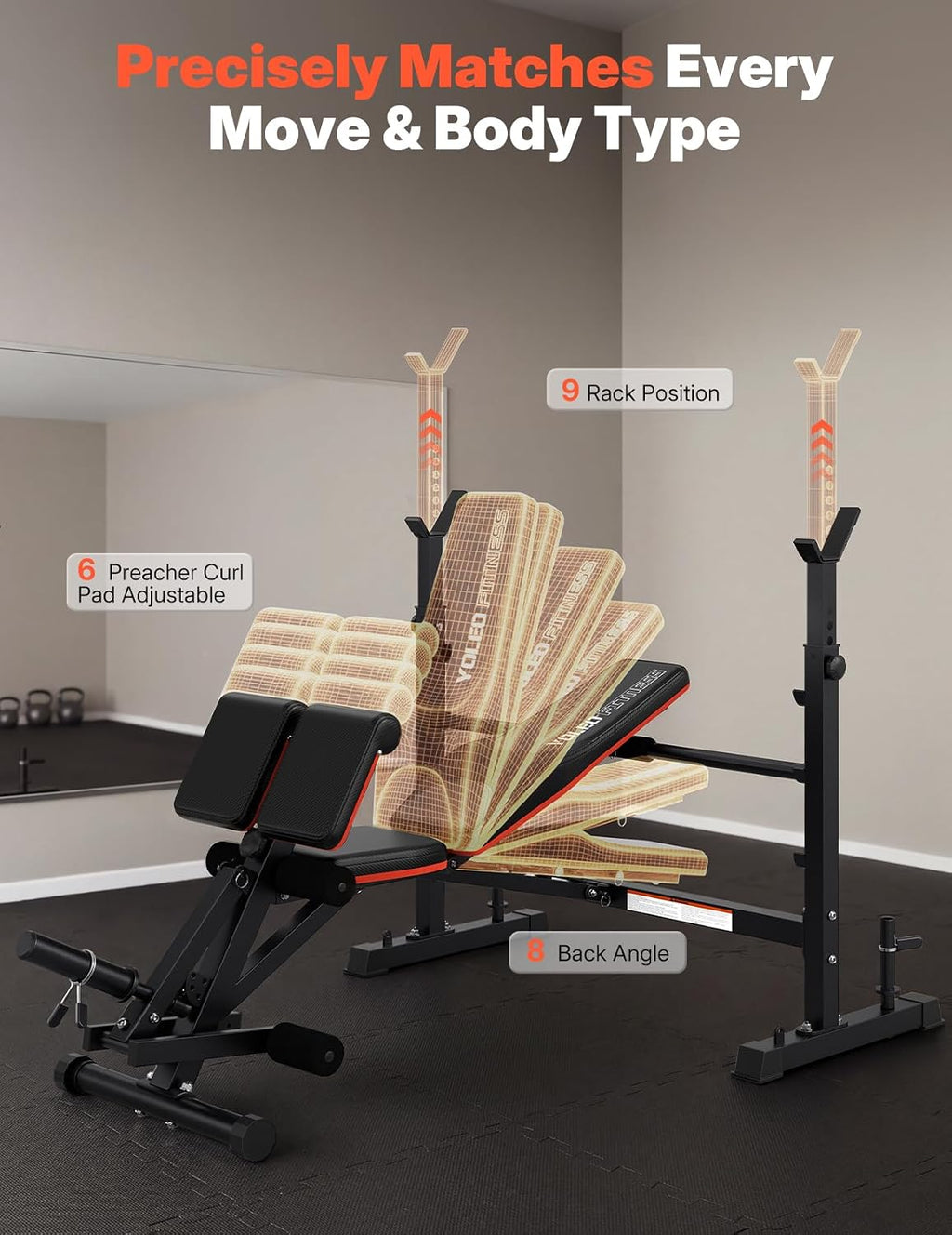 1870LBS Foldable Olympic Weight Bench with Roman Chair