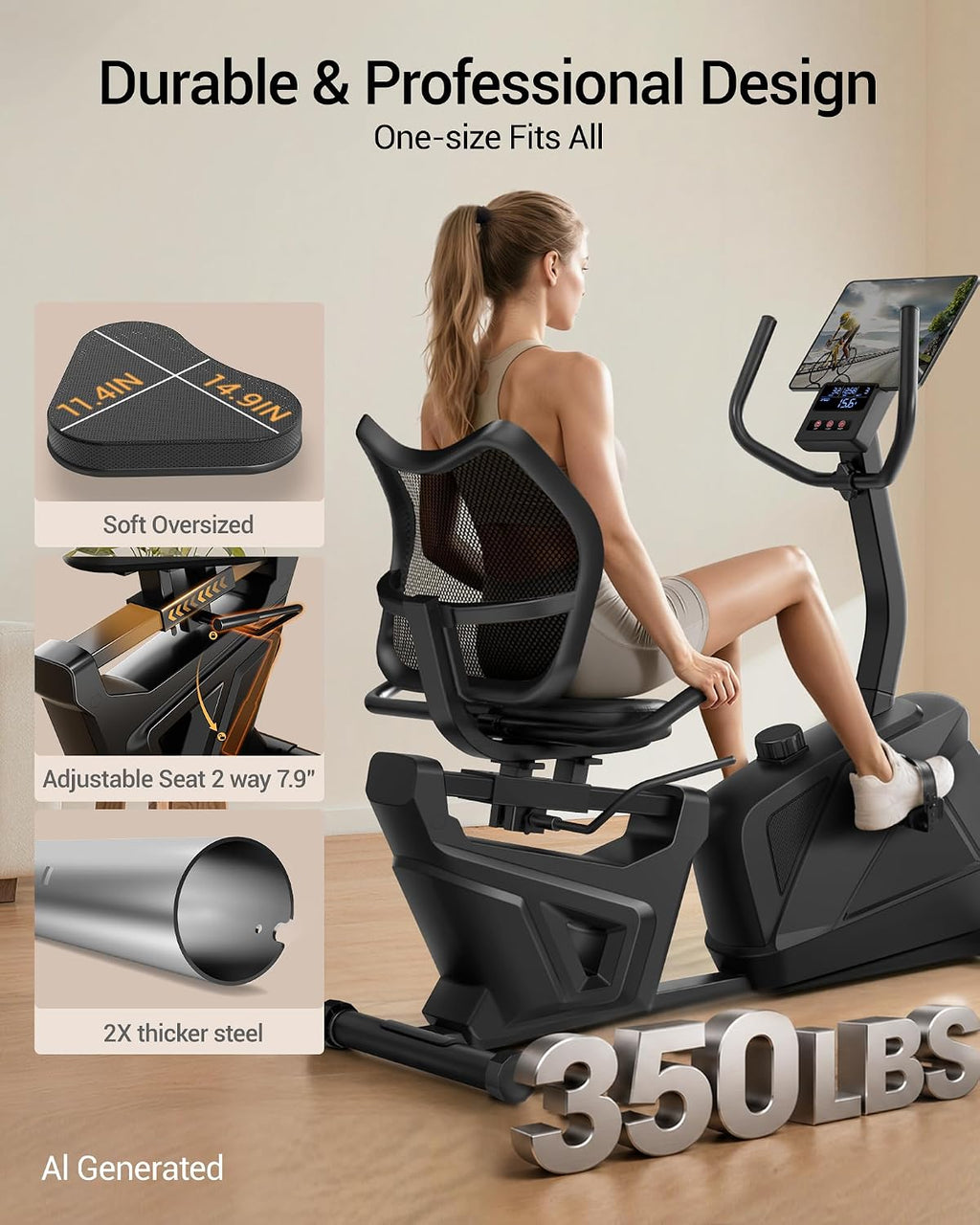 Magnetic Recumbent Exercise Bike with LCD Monitor
