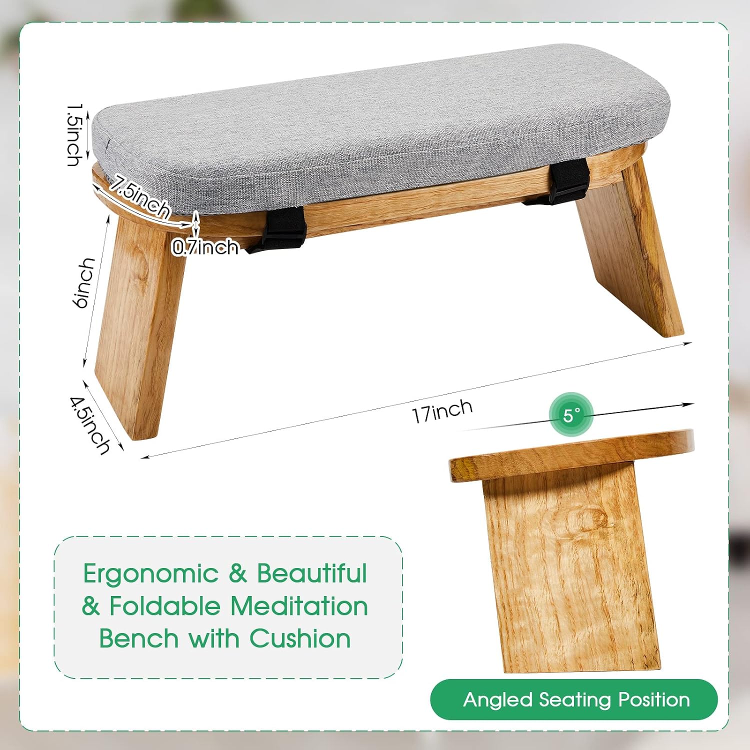 Foldable Cushioned Portable Meditation Bench