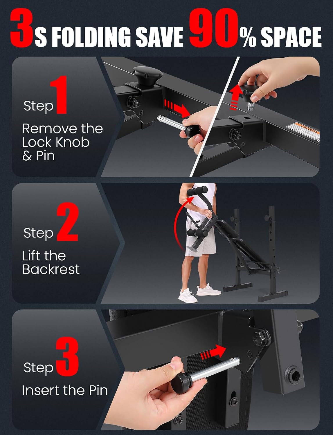Foldable Weight Bench with Squat Rack