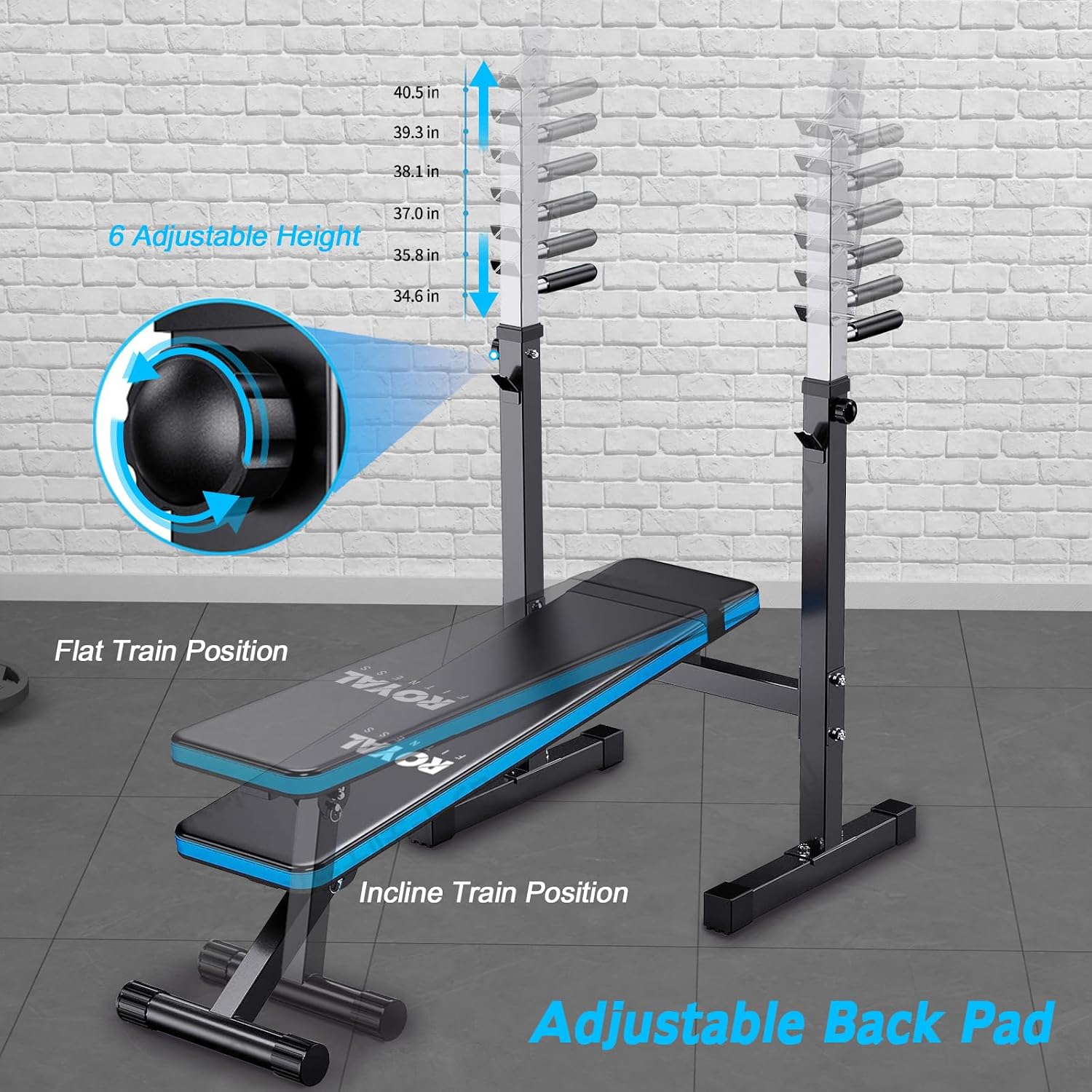 Adjustable Weight Bench with Barbell Rack