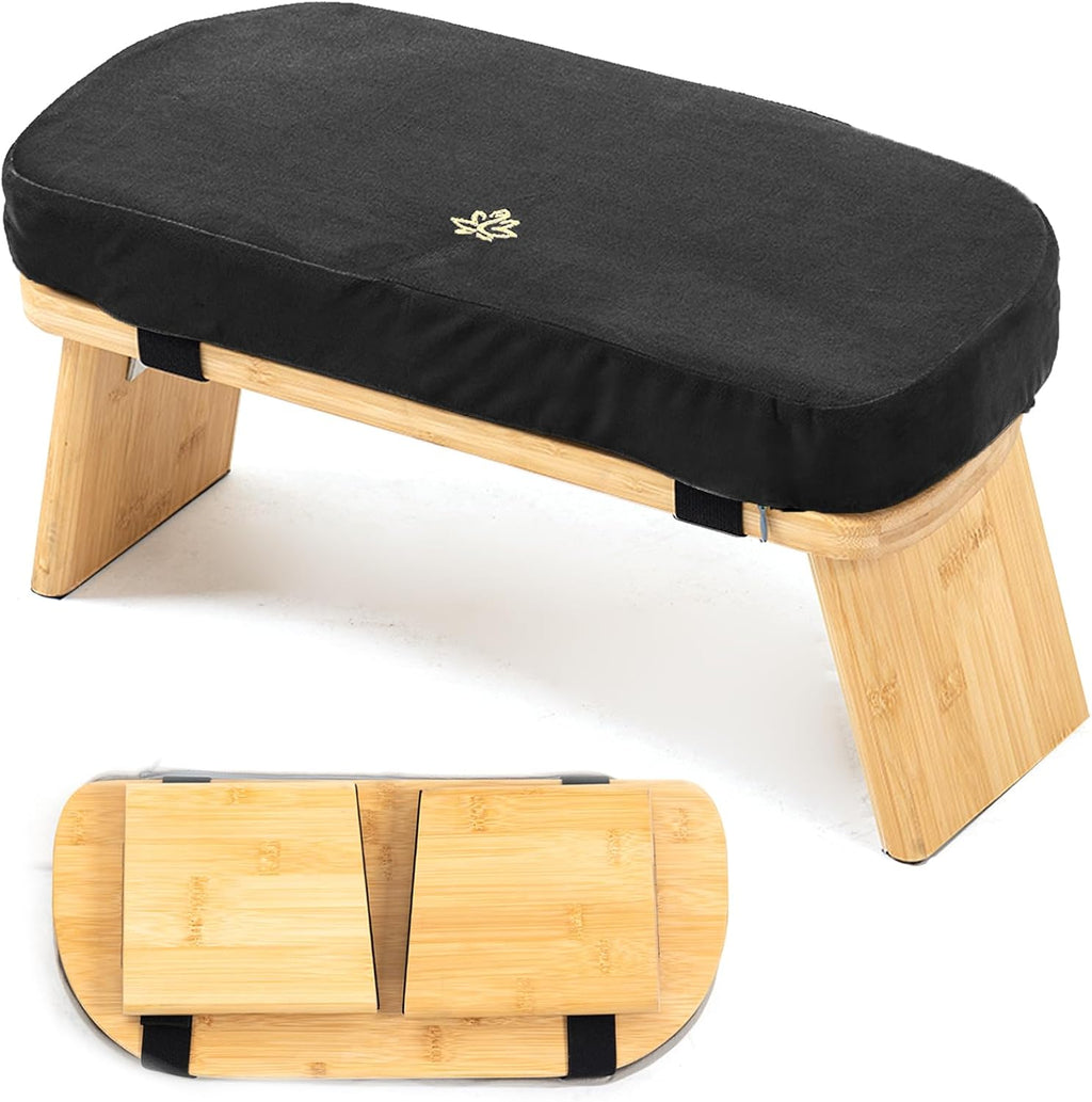 Black Bamboo Foldable Meditation Bench