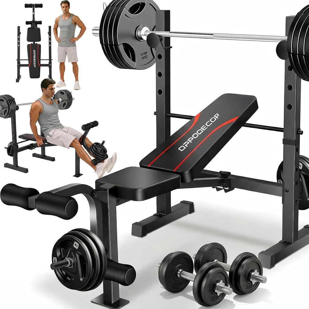 Foldable Weight Bench with Squat Rack