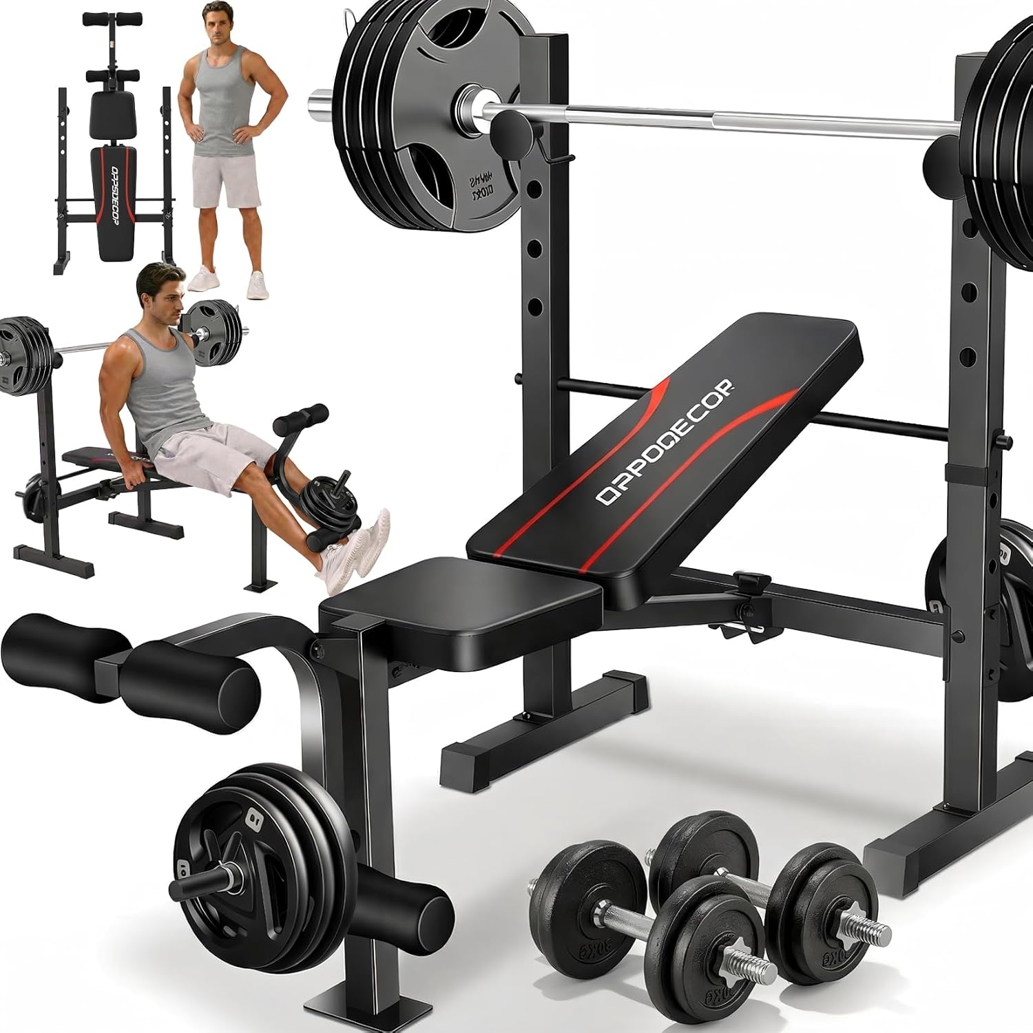 Foldable Weight Bench with Squat Rack
