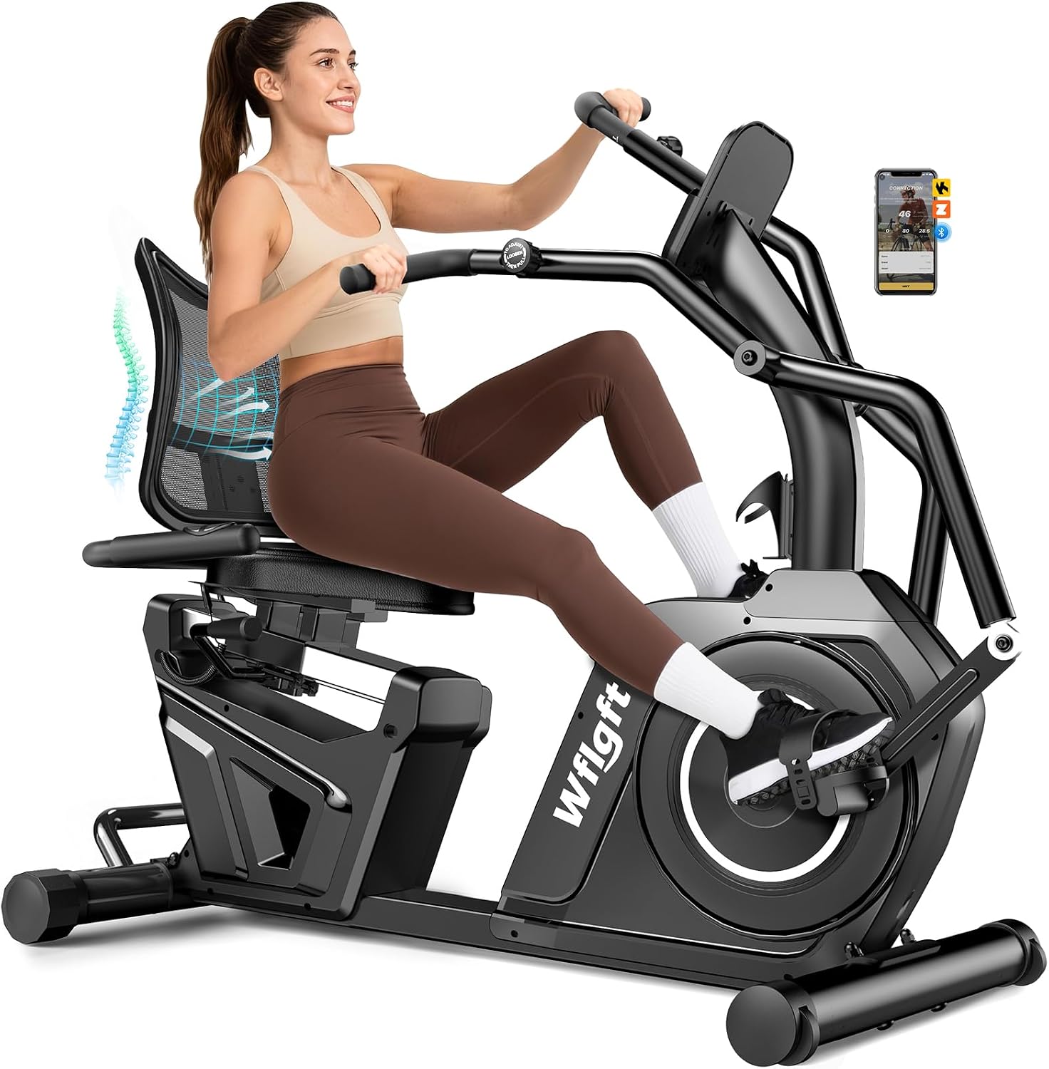 Bluetooth Magnetic Stationary Bike with Arm Exerciser
