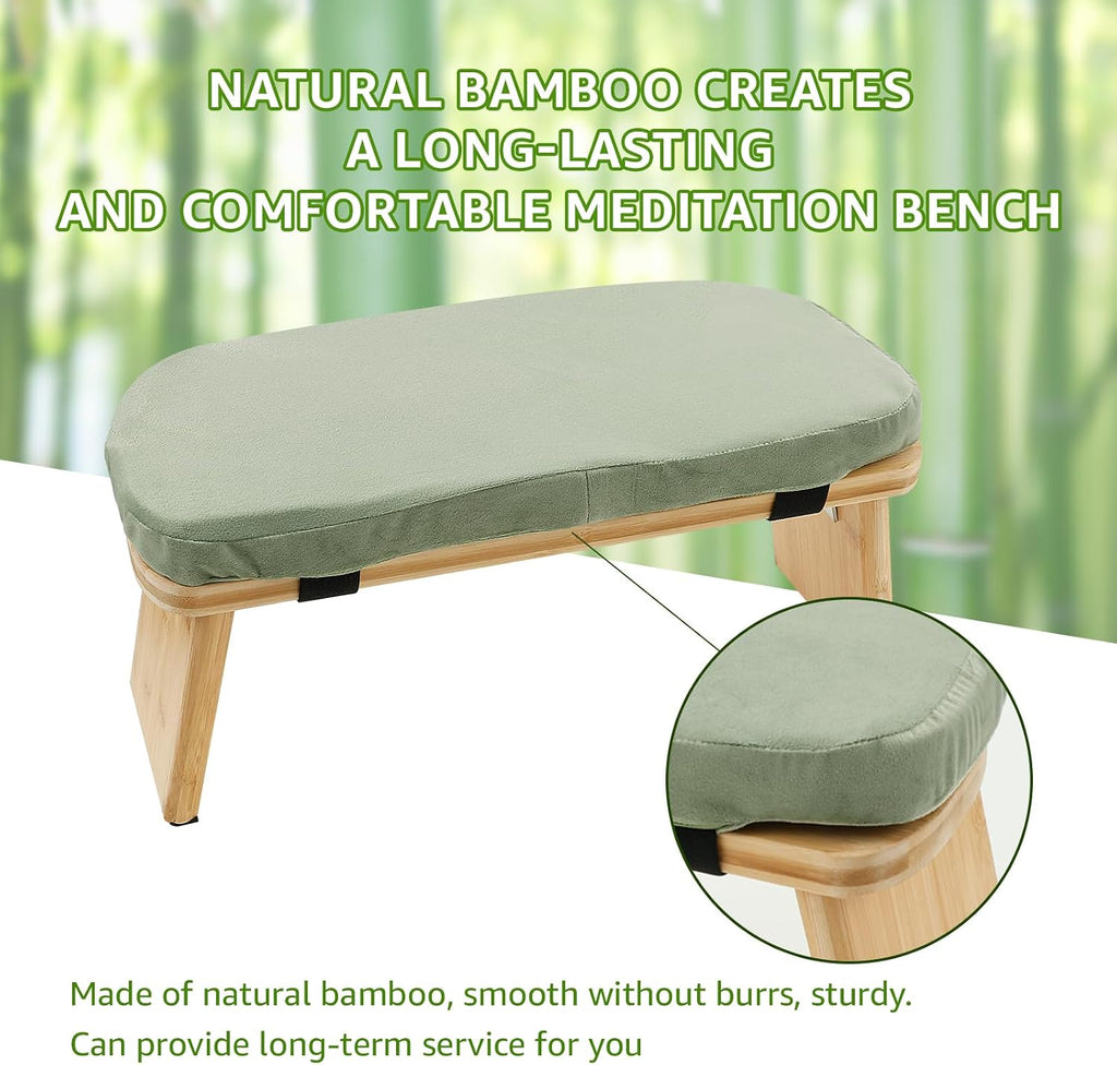 Green Bamboo Folding Meditation Bench