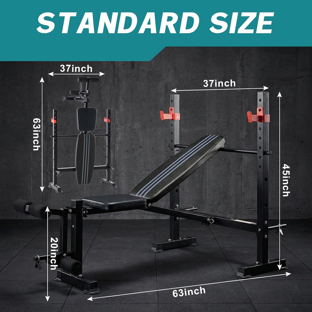 650LBS Foldable Weight Bench with Rack
