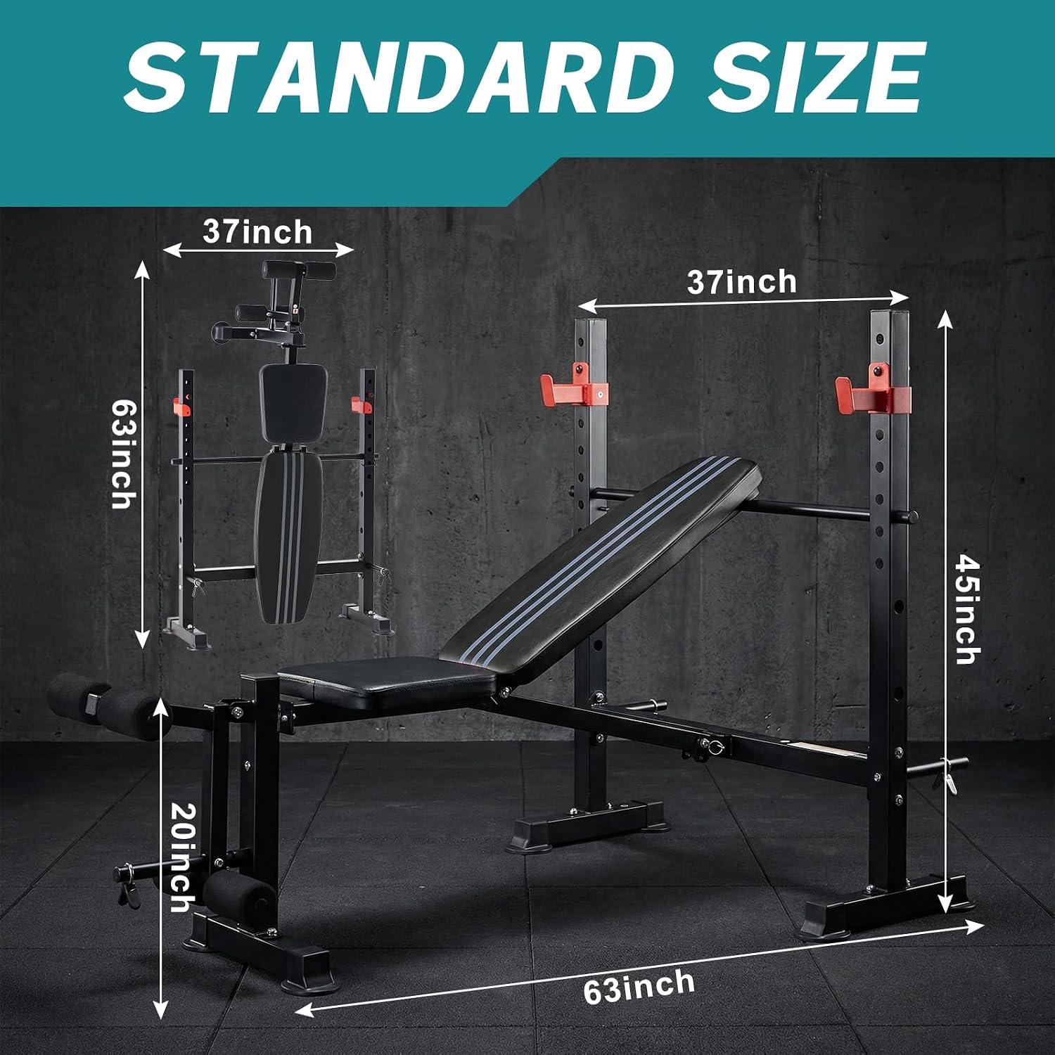 650LBS Foldable Weight Bench with Rack