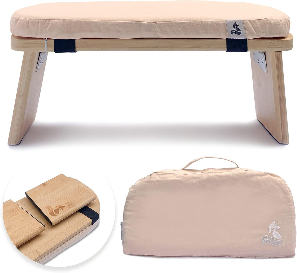 Peach Foldable Bamboo Meditation Bench