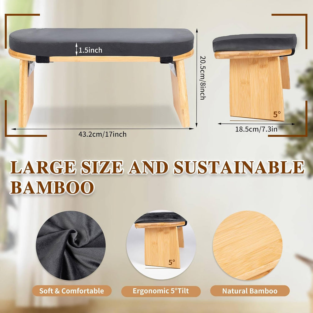 Bamboo Foldable Cushioned Meditation Bench
