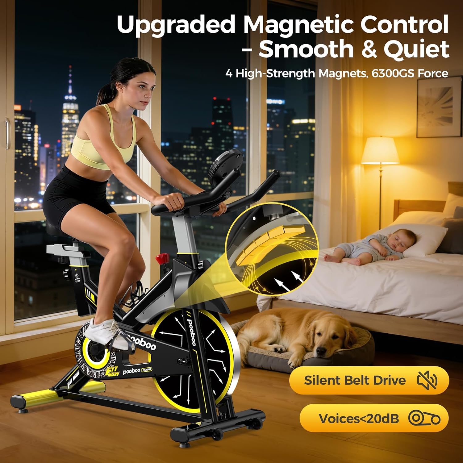 350LBS Magnetic Spin Bike with Fitness App & Tablet Holder