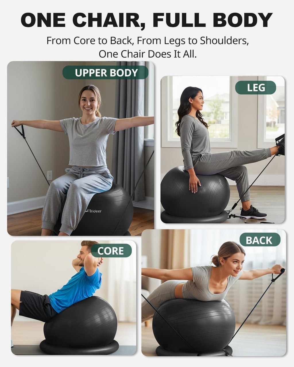 Exercise Ball Chair with Resistance Bands