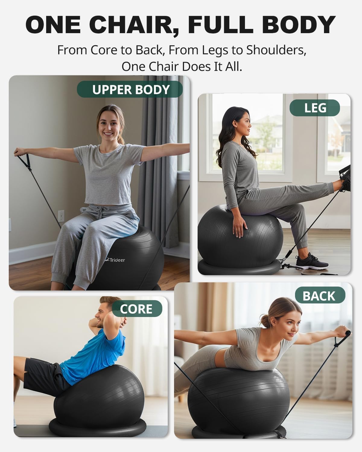 Exercise Ball Chair with Resistance Bands