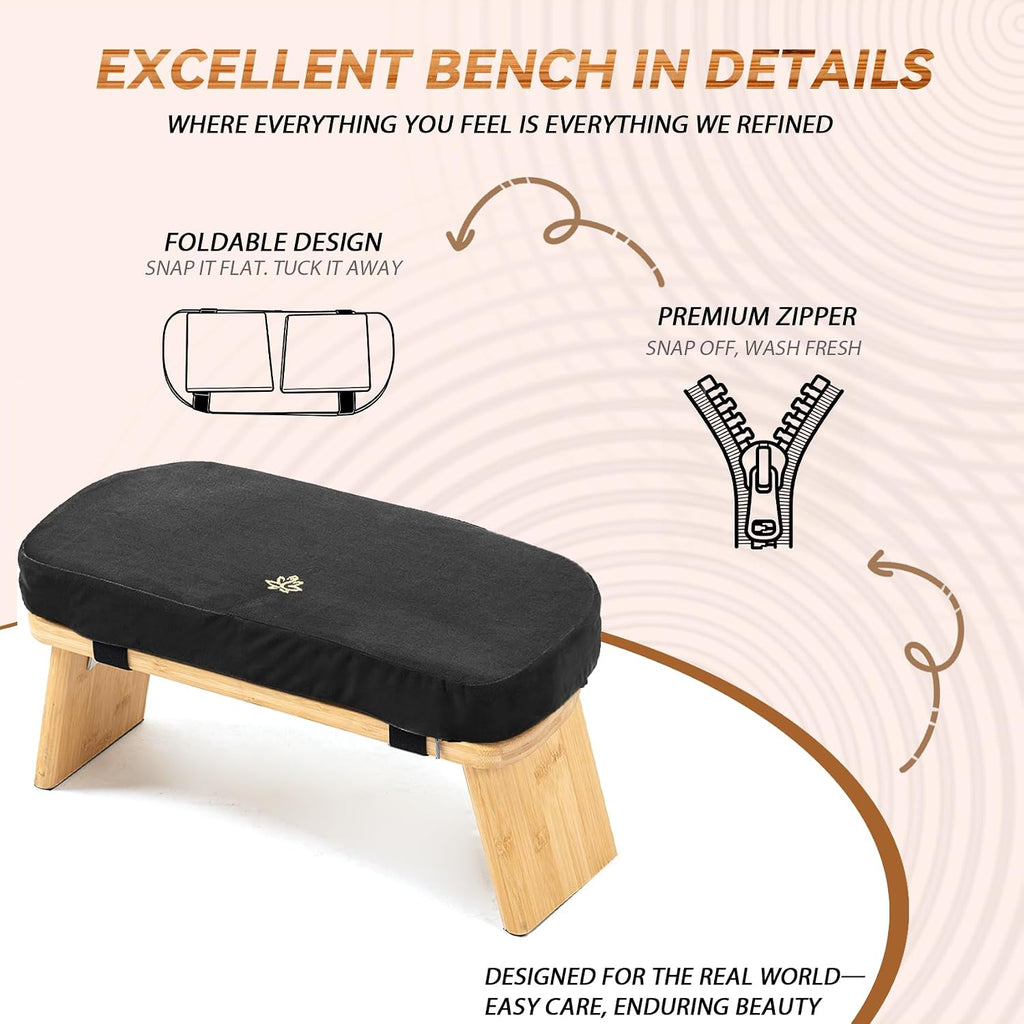 Black Bamboo Foldable Meditation Bench
