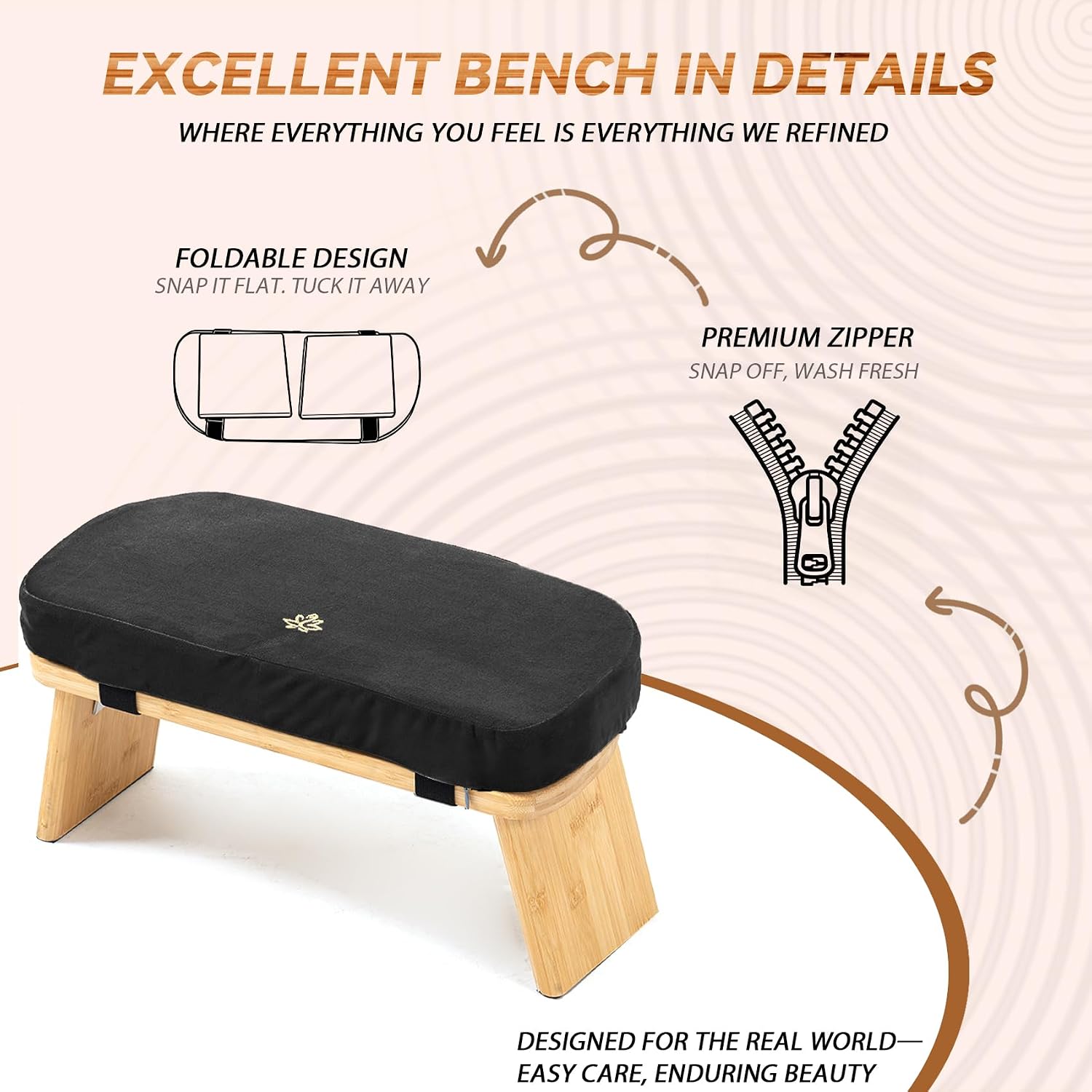 Black Bamboo Foldable Meditation Bench