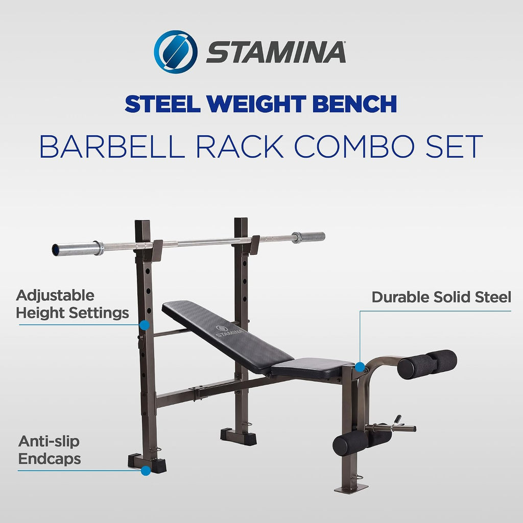 Black Weight Bench Barbell Rack Combo