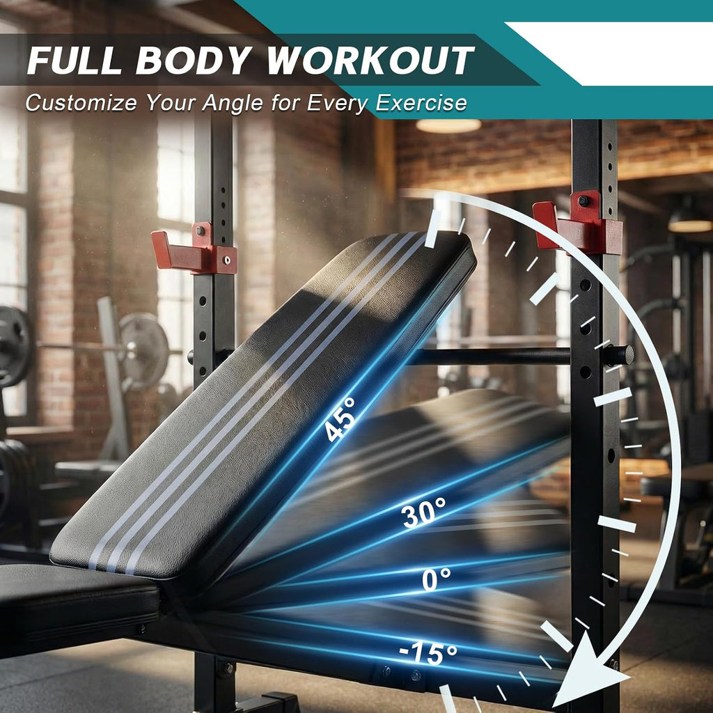 650LBS Foldable Weight Bench with Rack