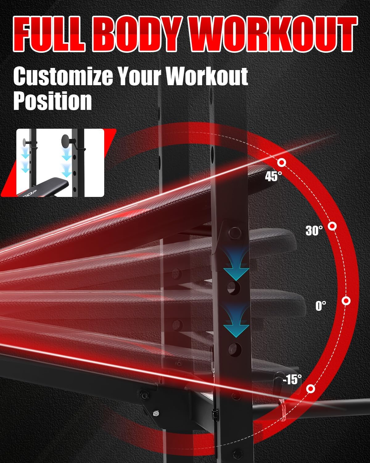 900LBS Foldable Weight Bench with Squat Rack