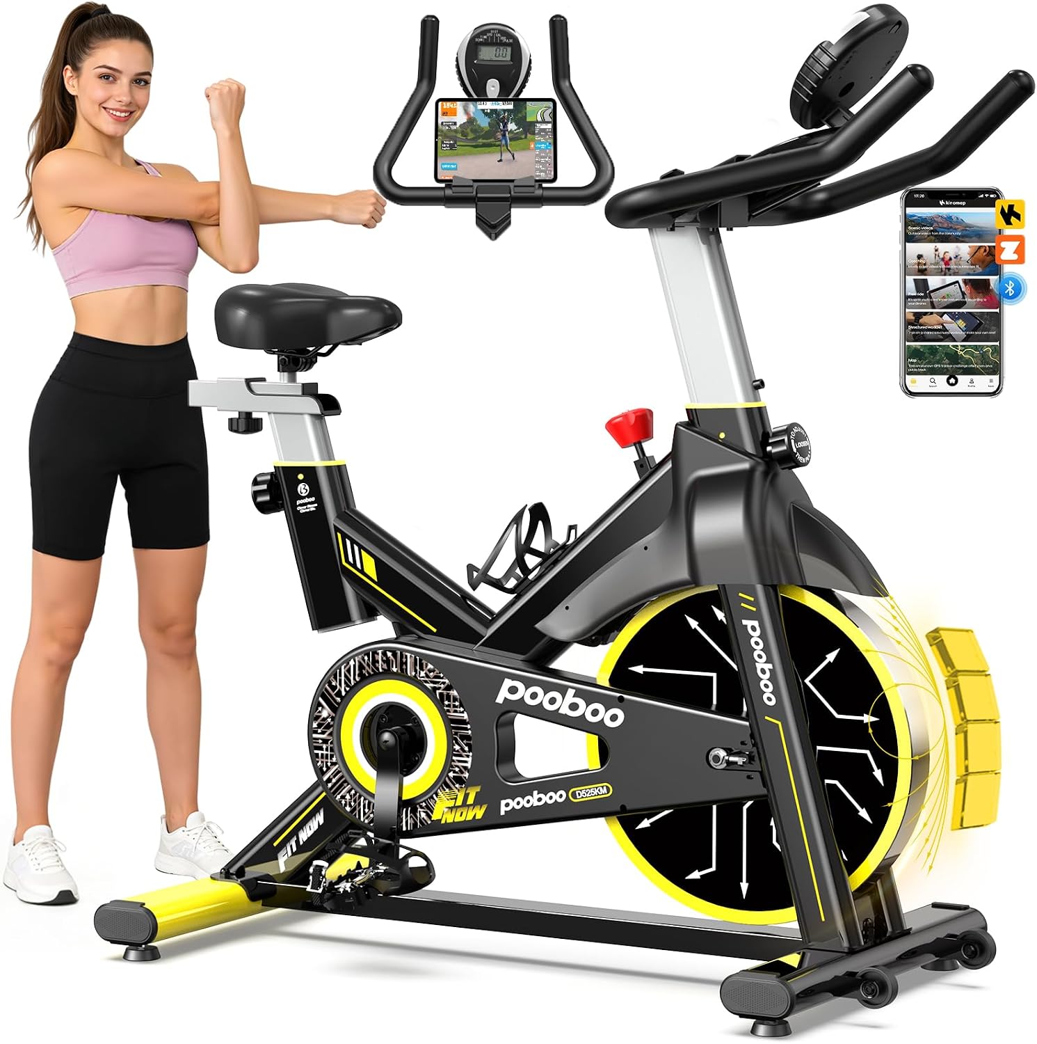 350LBS Magnetic Spin Bike with Fitness App & Tablet Holder