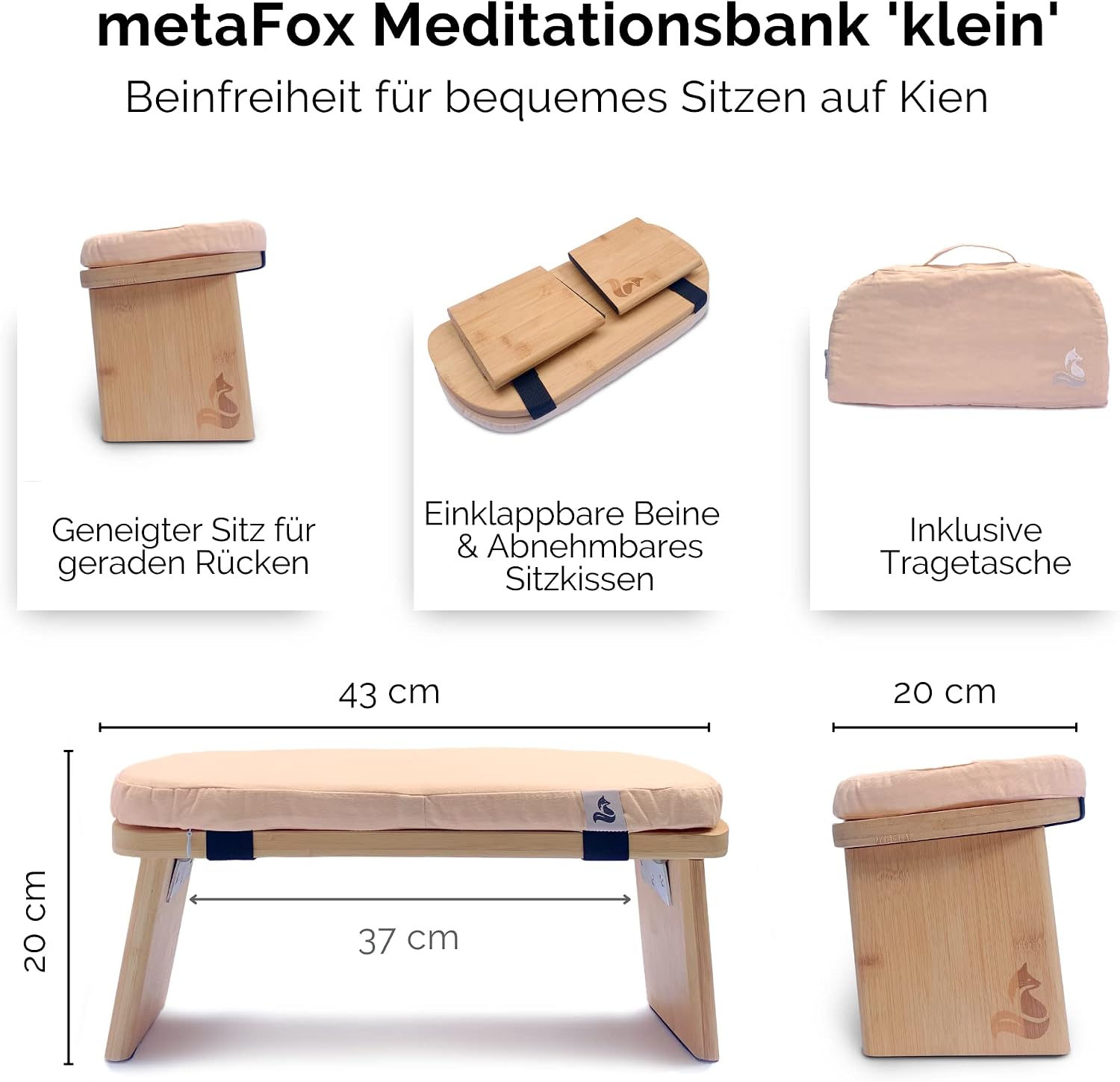 Peach Foldable Bamboo Meditation Bench