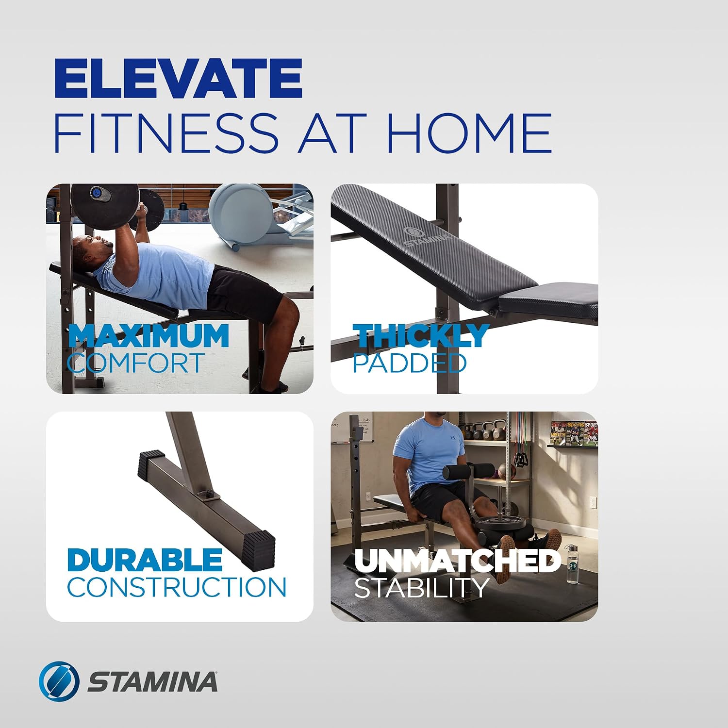 Black Weight Bench Barbell Rack Combo