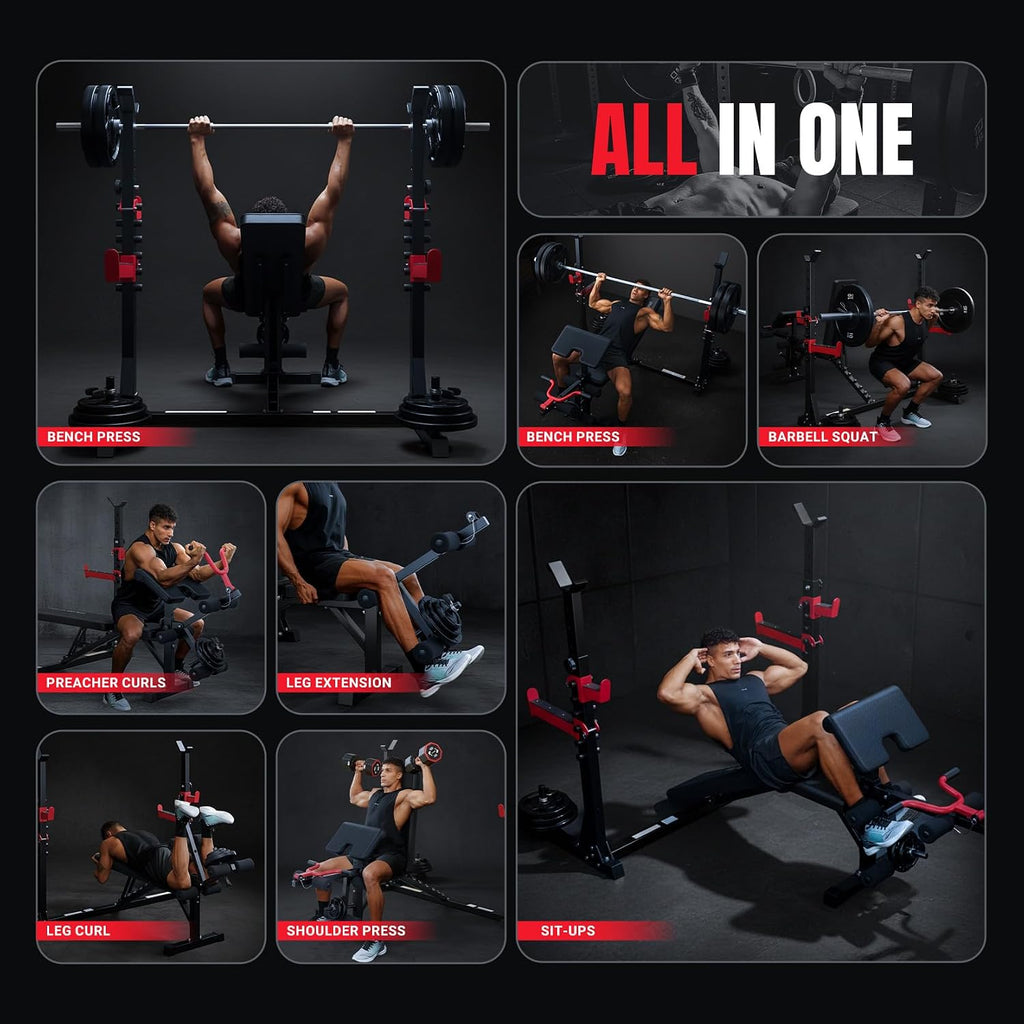 Adjustable Olympic Weight Bench with Squat Rack