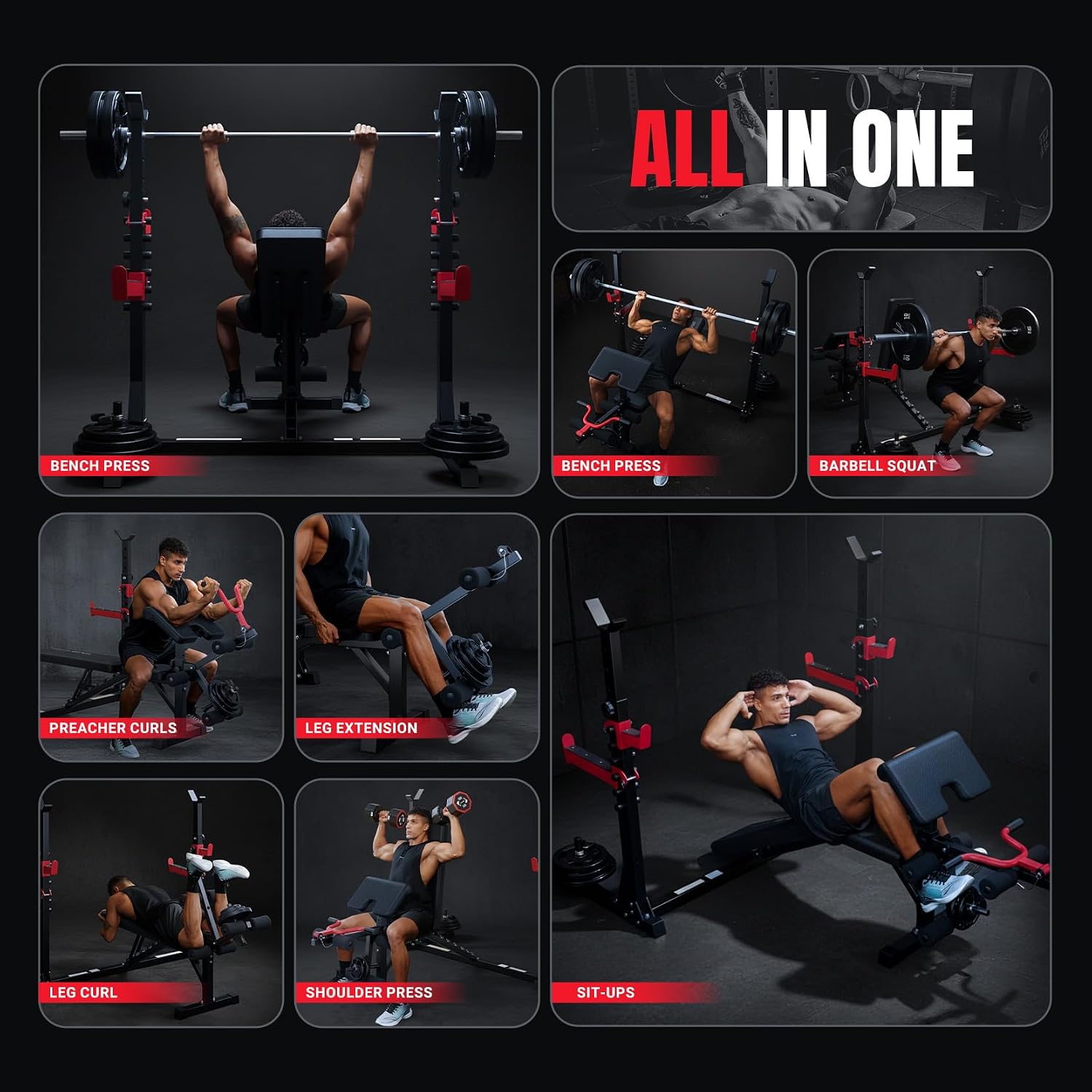 Adjustable Olympic Weight Bench with Squat Rack