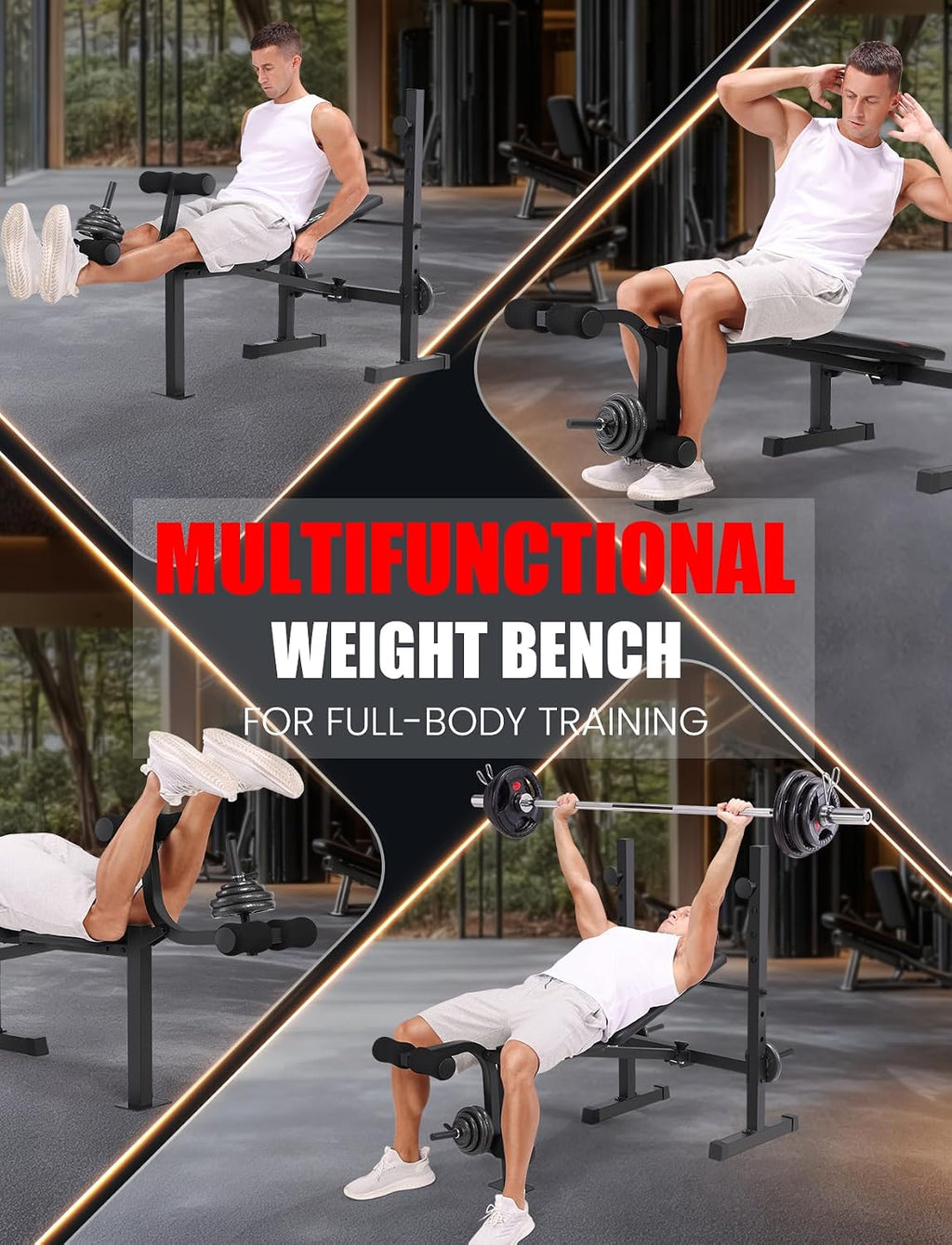 Foldable Weight Bench with Squat Rack