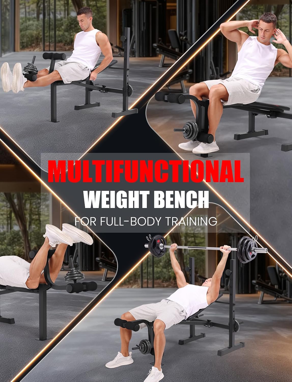 Foldable Weight Bench with Squat Rack