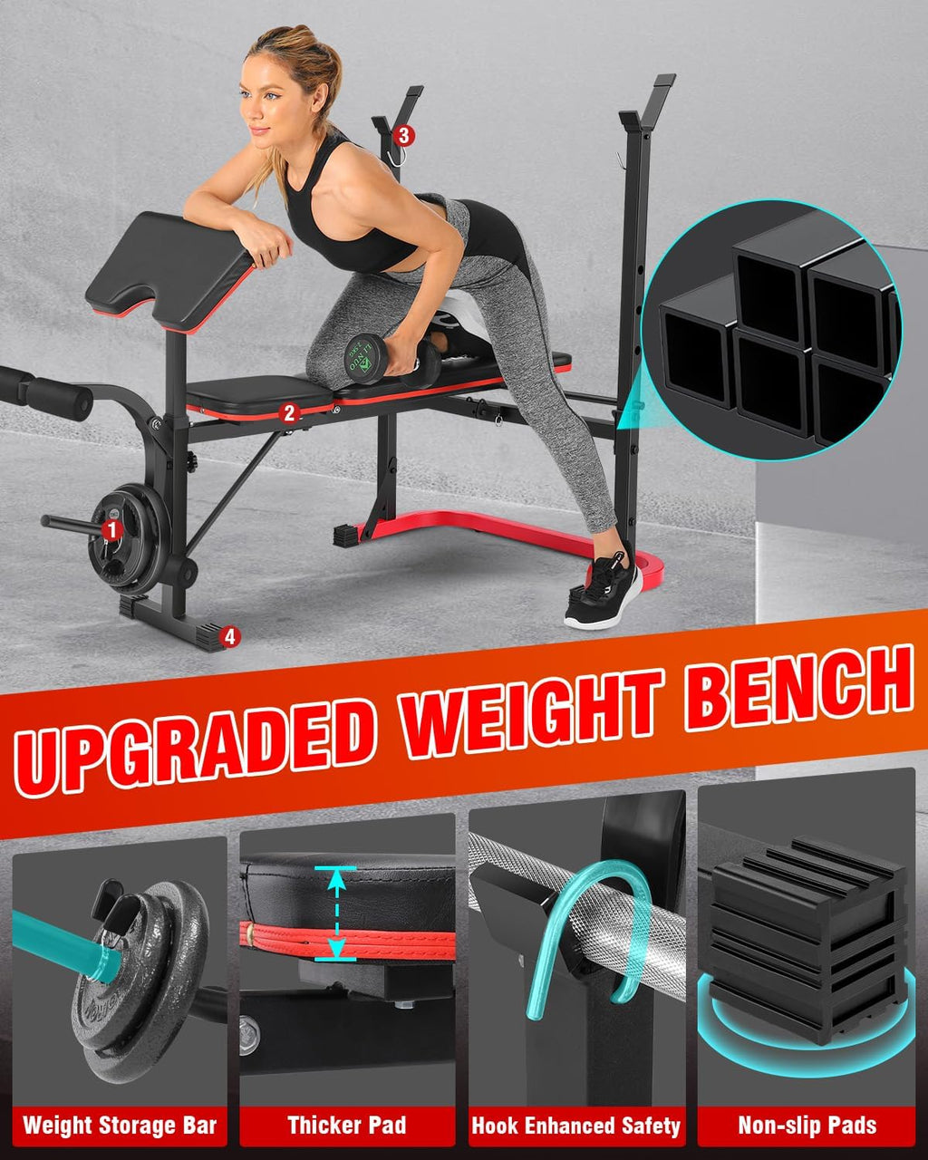 6-in-1 Foldable Adjustable Weight Bench