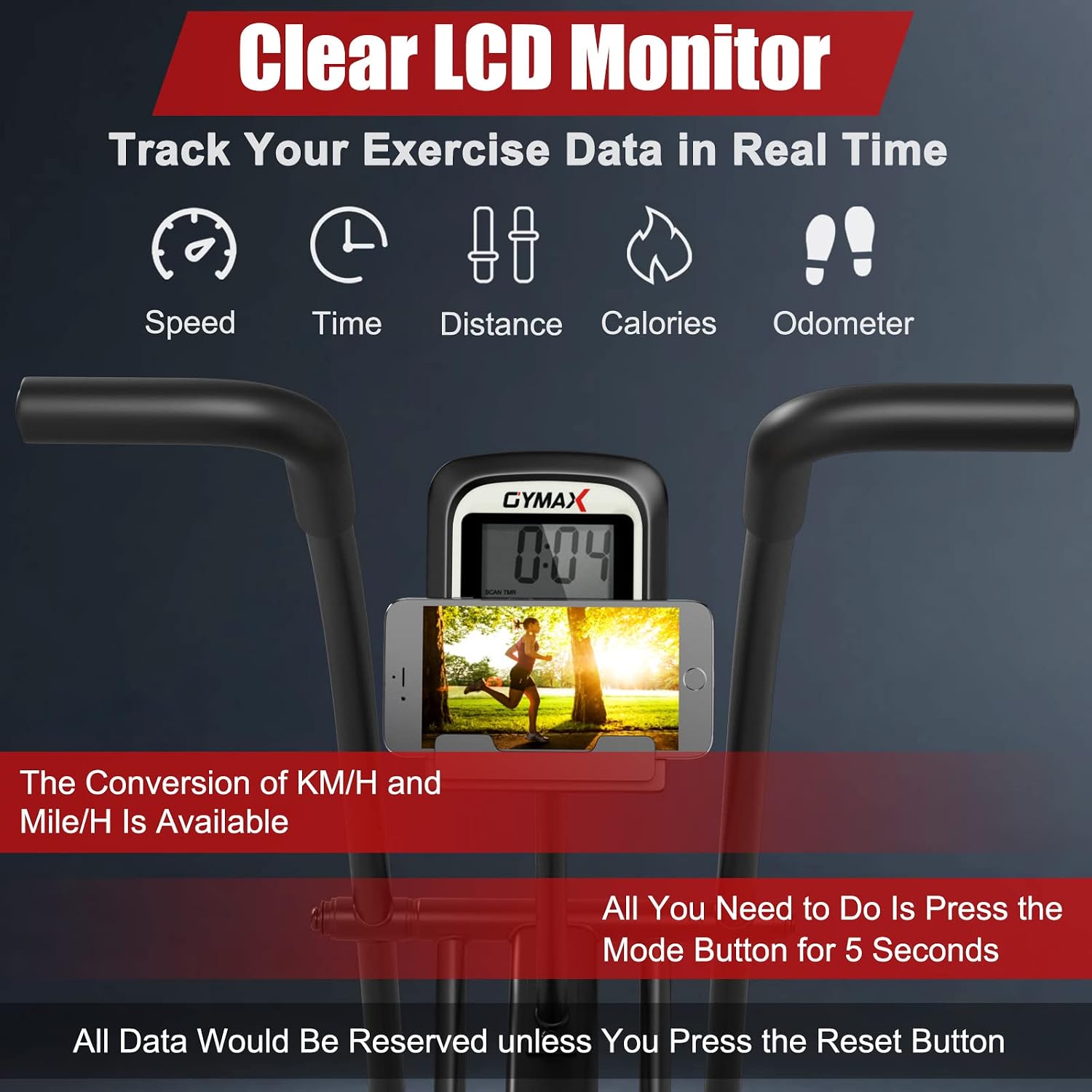 Air Resistance Fan Exercise Bike with LCD & Phone Holder