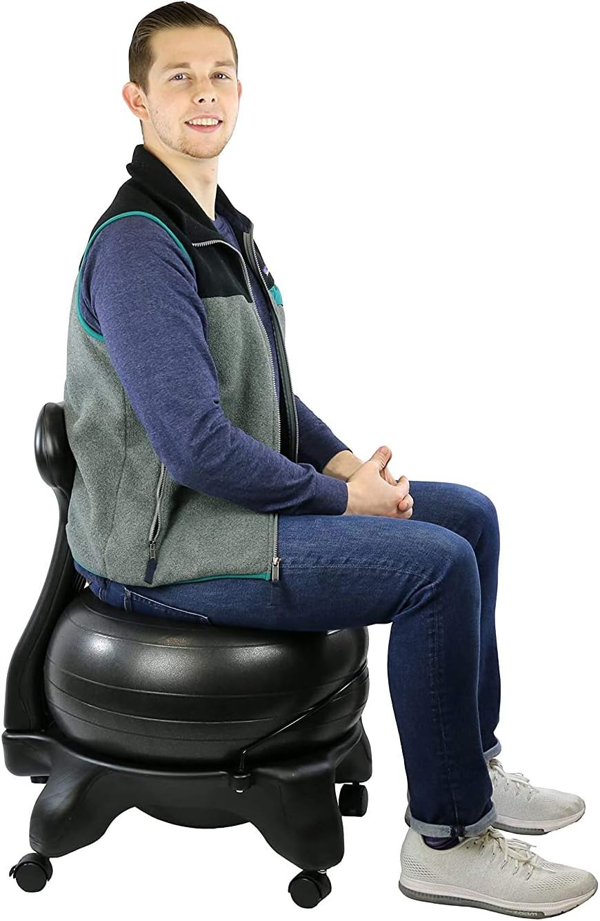 Black Inflatable Kids Exercise Ball Chair