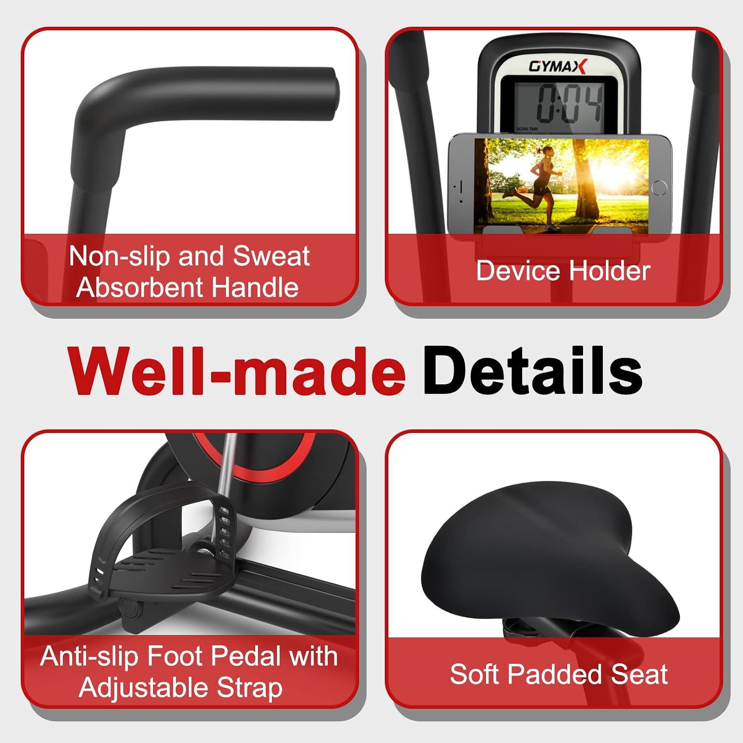 Air Resistance Fan Exercise Bike with LCD & Phone Holder