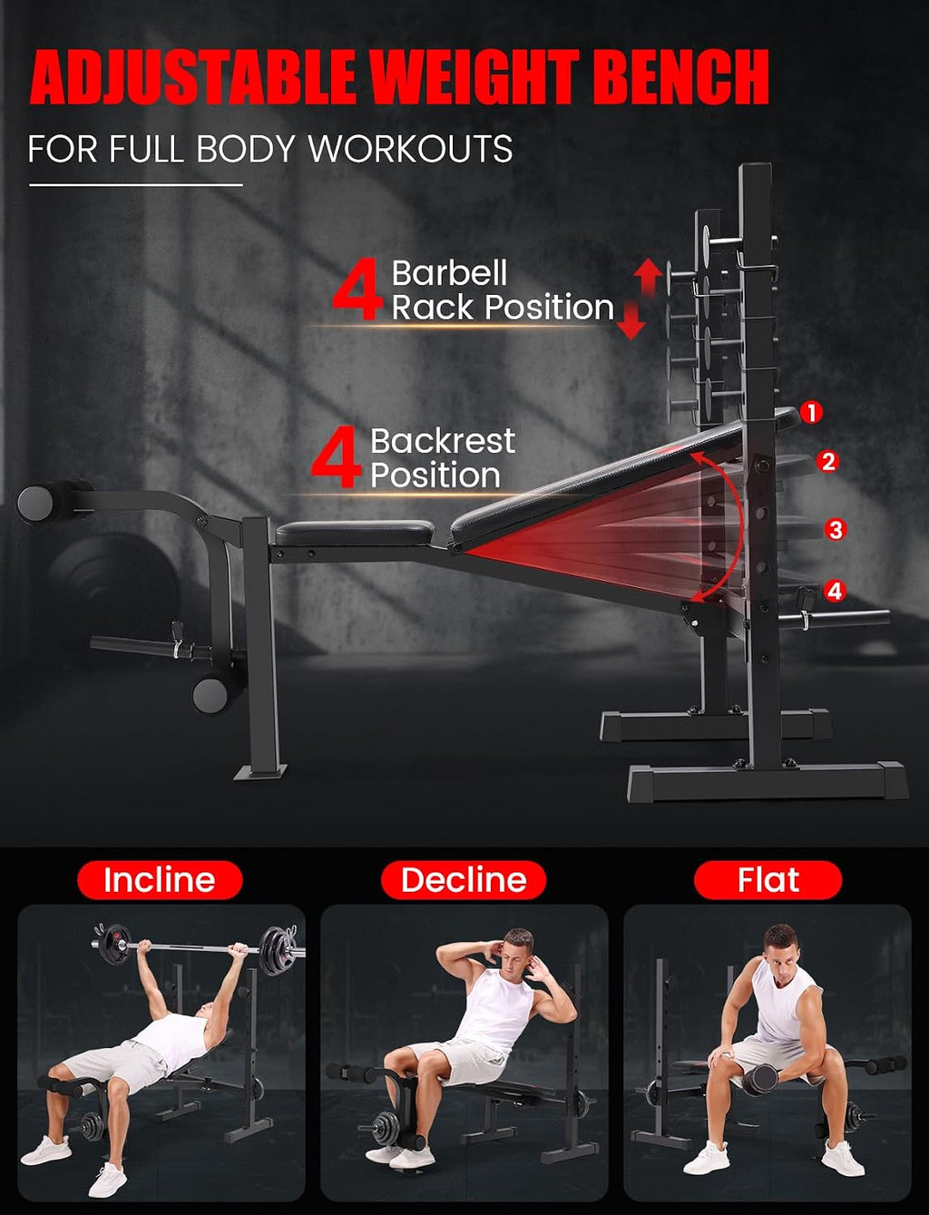 Foldable Weight Bench with Squat Rack